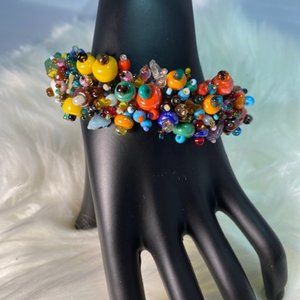 Colorful Glass Beads Bracelet w/ Magnet